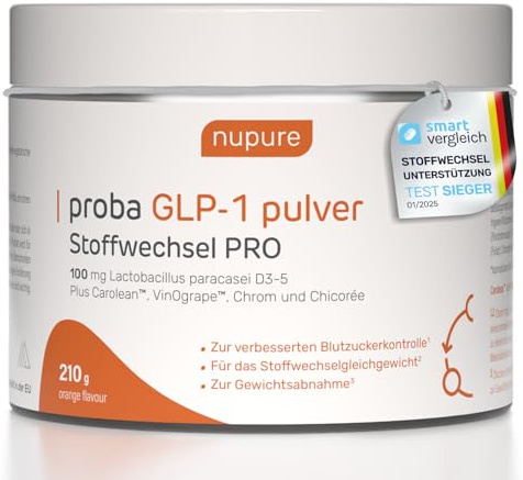 Nupure® Proba Gluco Stoffwechsel PRO Pulver 12-in-1 Booster mit Inulin, Carolean™, Milchsäurebakterien, Chrom & aktiven B-Vitaminen, unterstützt Blutzuckerspiegel & Stoffwechsel, vegan, 30 Portionen
