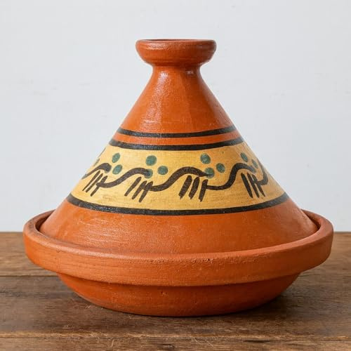 Tajine XL 35 cm en terre cuite peinte à la main - Casserole traditionnelle marocaine/tunisienne + Ebook gratuit 3107251000