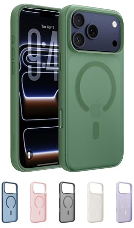 Belkin SheerForce Grip MagSafe Compatible iPhone 17 Pro Max Case with Slim Design & Anti-Slip Side Lines - Magnetic, Transparent, & Shockproof Protective iPhone Case - Sage