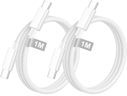 Câble USB C vers USB C pour iPhone 17/16/16 Pro Max/15/15 Pro Max/15 Plus, Macbook, iPad, [1M/Lot de 2] 60W Câble USB C Charge Rapide USB C vers USB C Cable Chargeur USBC Cable USB TypeC Cordon Fil