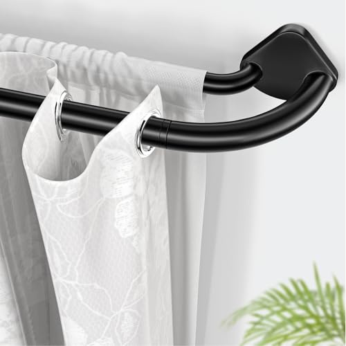 Abiglifty Double Curtain Pole 71-122cm, 19mm Black Extendable Curtain Poles for Eyelet Curtains, Double Curtain Track with Brackets for Eyelet Curtains, Wall Mounted Window Curtain Rods