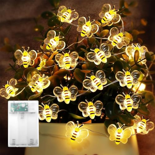 Kaleora Biene Lichterkette, 3M 30 LED Biene Licht Lichterkette Batteriebetrieben, Warmweiß LED Lichterkette für Kinderzimmer Garten Hochzeit Party Innen Dekoration