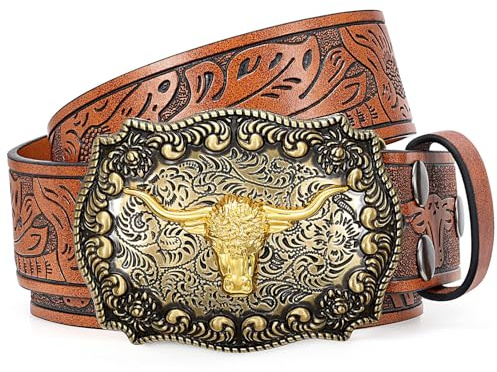 WHIPPY Cowgirl Gürtel für Damen Herren Western Kunstleder Gürtel für Jeans Vintage Cowboygürtel