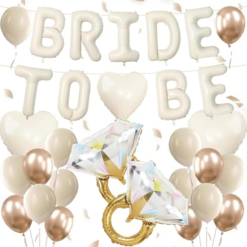 Koboko Bride to Be Luftballons Beige,JGA Deko Frauen Ballons,Bride to Be Deko Ballon Set,Junggesellenabschied Frauen Deko Luftballons,Herz Ballons Beige für Brautparty,Hochzeitsdeko,Bachelorette Party