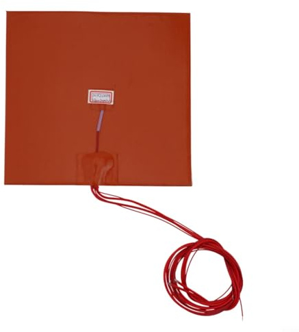 Silikon Heizmatte 200W 12V 200x200mm für 3D-Drucker Heizbett, Flexibles Heizelement mit Selbstklebender Rückseite, Öl- und Säurebeständig, IP65 Schutzart, Temperaturbereich -60°C bis 250°C