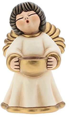 THUN - I Angelo Rosy Grande con Porta Candela-Ceramica-h 20 cm-Linea I Classici