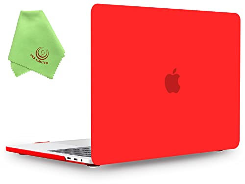 UESWILL, custodia rigida opaca per MacBook, morbida al tatto, include panno in microfibra, Red, 2016 Macbook Pro 15 (Touch Bar)