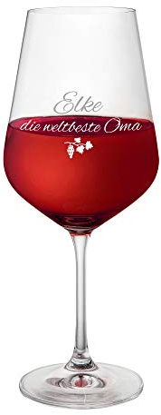 AMAVEL Rojo Copa de Vino – Vino Vidrio con Grabado – Mundo Mejor Abuela – Personalizado con con Nombres – Regalo Ideas para großmütter Regalo de cumpleaños – Parent