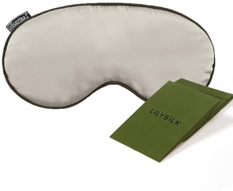 LILYSILK 100% reine Seide Schlafmaske Augenbinde Natürliche Seide gefüllte Augenabdeckung Weiche hautfreundliche Schlafaugenmaske mit verstellbarem Riemen für Frauen und Männer grau