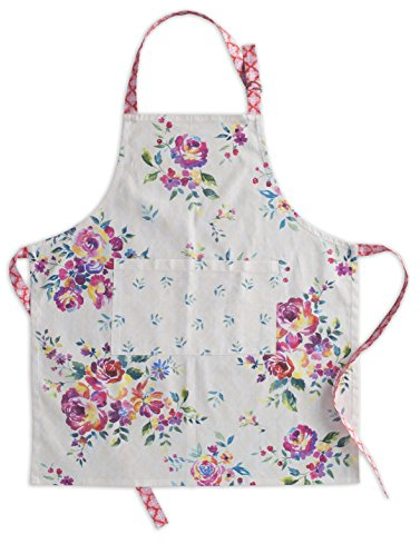 Maison d' Hermine Rose Garden grembiule da cucina, 100% cotone, 1 pezzo con collo regolabile e tasca centrale nascosta, cravatte lunghe per donne/uomini, per chef, per la cucina (70cm x 85cm)