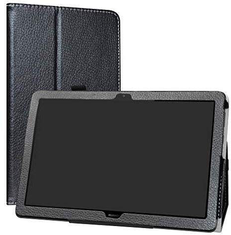 MediaPad T5 10 Funda,LiuShan Folio Soporte PU Cuero con Funda Caso para 10.0 Huawei MediaPad T5 10 2018 Android Tablet,Negro