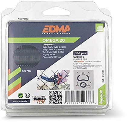 AGRAFE OMEGA 20 - Galva plastifié gris - x 200 pcs
