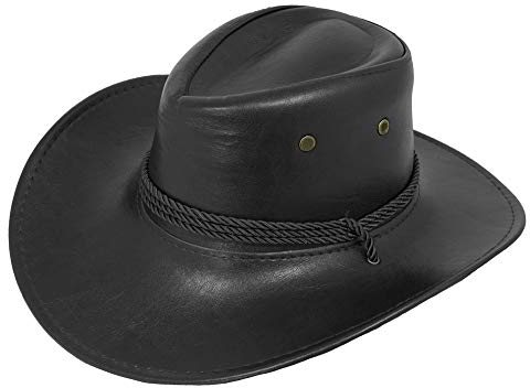 Das Kostümland Cowboyhut John im Lederlook zum Western Kostüm - Schwarz