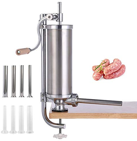 MASTER FENG Wurstfüller, vertikaler Edelstahl-Wurstmacher, verpackt mit 8 Rohren, für gewerbliche und private Nutzung (2,3 kg vertikal)