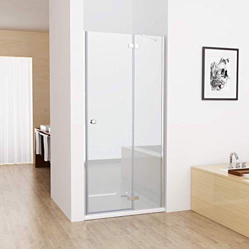 MIQU Nischentür 75 x 195 cm Duschabtrennung Duschwand Pendeltür Duschtür NANO ESG Glas Rahmenlos