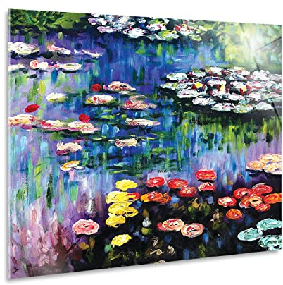 Giallobus - Gemälde - Claude Monet - Seerosen im Teich von Giverny - Acrylglas - 70x50 - Hängefertig - Moderne Gemälde für Zuhause