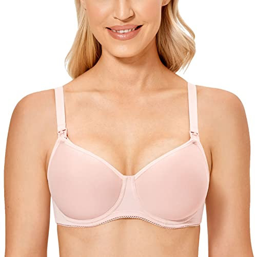 Gratlin Donna Reggiseno Allattamento Pizzo con Ferretto Sostegno Taglie Forti Coppe Morbide Rosa Nudo # 2 5D