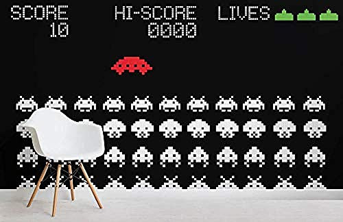 ZZXIAO Space Invaders Mural Wallpaper Wallpaper Grey Wall Sticker Border Living Room for Bedroom Rose Blue Mural Kids Rose Gold purple-400cm×280cm