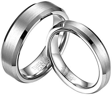 Mabohity Ringe mit Gravur für Paare, Aus leichteste Titan personalisiert, Silber