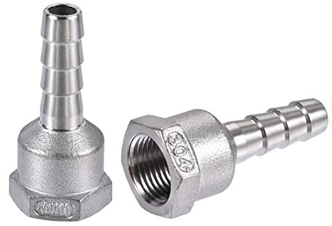 sourcing map 304 Edelstahl Schlauchtülle Schlauchanschluss Fitting Kupplung 10mm Barb x G3/8 Innengewinde Rohradapter