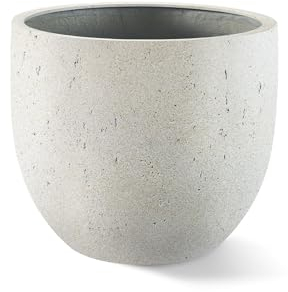 Luca Lifestyle Pflanzkübel Grigio New Egg Pot Creme Weiß Rund Fiberglas *5 Jahre Garantie* - 45x45x38 cm - Premium Qualität - F1360