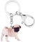 DUOWEI Cute Mops Hund Schlüsselanhänger Acryl Haustiere Schlüsselring Handtasche Dekoration für Frauen Mädchen Charme Geschenke (Beige)