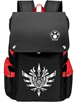 WANHONGYUE Monster Hunter MH Spiel Cosplay Unisex 15,6 Zoll Laptop Backpack Schultasche Rucksack für Reisen/College/Arbeit Rot / 5