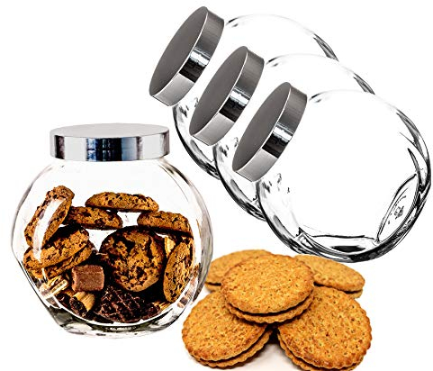 BigDean 4er Set 2 Liter Bonbonglas mit Schraubdeckel - Candy-Glas groß - Für Süßigkeiten, Kekse, Mehl-Aufbewahrung & Gewürze - Made in Germany - Spülmaschinenfest