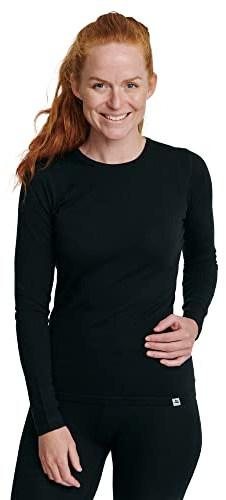 DANISH ENDURANCE Merinowolle Langarm Shirt Damen, Premium Thermo-Unterwäsche, Skiunterwäsche, Temperaturregulierendes Funktionsshirt, für Damen, Schwarz, M