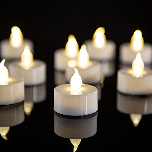 simile Paquete de 24 luces de té LED sin llama, velas falsas alimentadas por pilas, 100 horas para bodas, fiestas, vacaciones, decoración del hogar al aire libre (blanco cálido)…