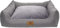 Ferocity Hundebett waschbares Hundesofa mit Rand und Wendekissen, Hundekissen aus Cordura und Samt, Grau und Flachs 100x80 [123]