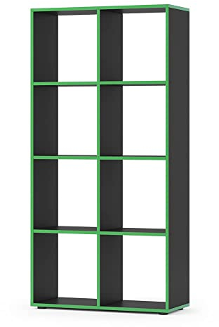 Vicco Raumteiler Scutum, stehendes Bücherregal, Schwarz/Grün, 72 x 143 cm