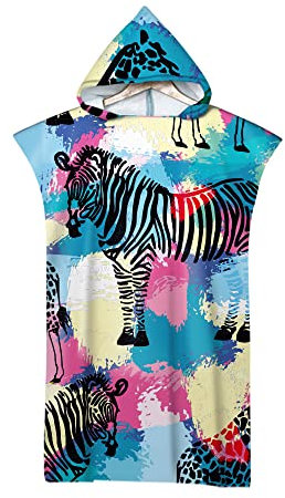 Highdi Badeponcho Strand, Vogel Drucken Handtuch mit Kapuze Erwachsene Badeponcho Surf Poncho Ultraleicht Schnelltrocknend Strandtuch aus Mikrofaser für Herren Damen (75x110cm,Zebra)