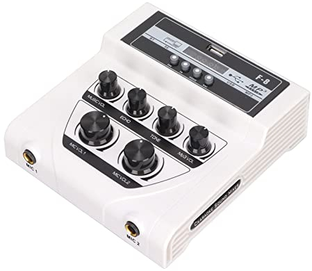 Audio Mixer, Stereo Karaoke Mixer mit BT MP3 Funktion, 2 Kabel, 2 Mikrofonanschlüsse, Line Mixer, Unabhängige Reverb Effekte für Karaoke, Bühne (EU)