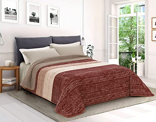 Tata Home Trapunta Coperta Piumone Invernale Caldissimo imbottito 570 gr/mq in Pile Vellutato 3D e Agnellato Sherpa Letto Matrimoniale 2 Piazze 260x260 cm Made in Italy Colore Marrone Beige