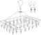 DARUITE Estante de Secado Acero Inoxidable con 40 Pinzas, Gancho Giratorio a Prueba de Viento Colgador de Ropa para para Calcetines, Ropa para bebés, Ropa Interior, Toallas, Guantes (1 Piezas)