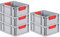 PROREGAL SuperSparSet 5x Eurobox NextGen Color | HxBxT 17x30x40cm | 16 Liter | Griffe rot geschlossen | Glatter Boden | Eurobehälter, Transportbox, Transportbehälter, Stapelbehälter