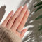 24PCS Short False Nails with Glue Stickers,Coffin Full Cover Acrylic Press on Nails no Glue,White Gold Line French Fake Nails for Women and Girls Nail Art.