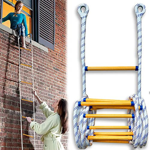Scala Antincendio D'emergenza, Scala a Fune di Salvataggio Pioli Antiscivolo per Una Rapida Installazione in Caso di Incendio,12m/39ft