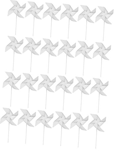 24 pcs White Kit Art Pinwheels Toy Home Papers Work School Spinners Kids DIY Drawing for Craft Childrens Party Paper Girls Garden Painting Boys Color with Windmills Children