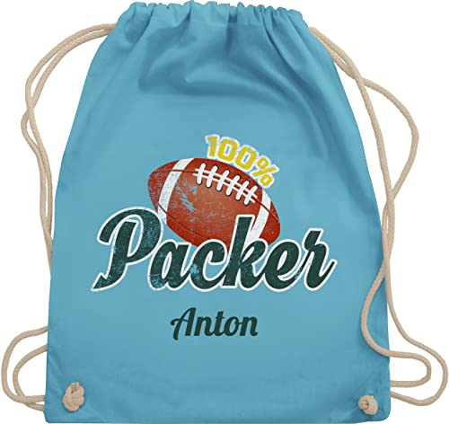 Turnbeutel Rucksack - Geschenke Superbowl - 100% Packer - American Football Geschenk - Unisize - Hellblau