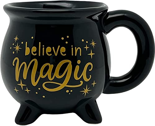Kaffeetasse Teetasse Kesseltasse Kesselbecher Hexenkesselbecher Hexenkessel Becher Fassungsvermögen 350ml, schwarz (Believe in Magic)