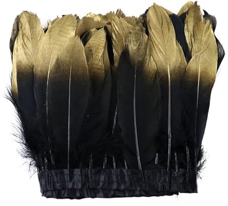 1 Meter schwarze Federn, Hahn, Gans, Strauß, Marabu, Türkei, Plume, Fransen für Handarbeiten, Basteln, Kleidung, Nähen, Dekoration