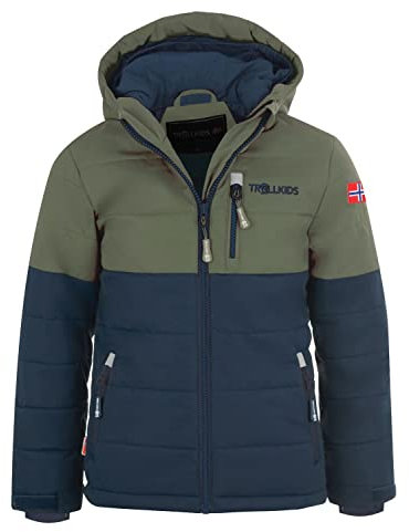 Trollkids Kids Hemsedal Snow Jacket 140, Moss/Blue