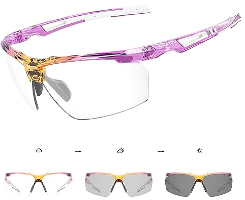 SCVCN Photochromatische Selbsttönend Fahrradbrille Herren Damen Sportsonnenbrille Klar Radsport Radfahren MTB Radbrille Laufen Volleyball Tennis Autofahren Angeln Softball Bergsteigen Golf Wandern 06