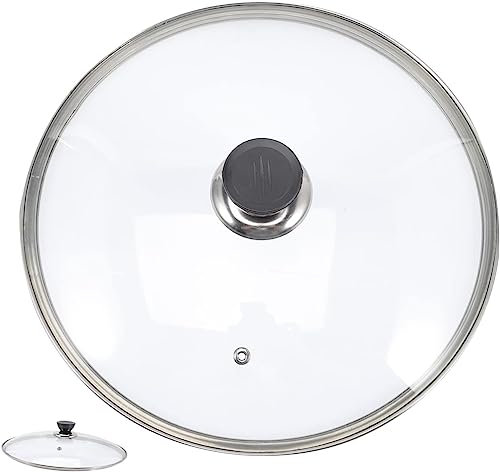 BAZAC Couvercle universel en acier inoxydable et verre – 12 cm, transparent et noir, passe au micro-ondes et au lave-vaisselle