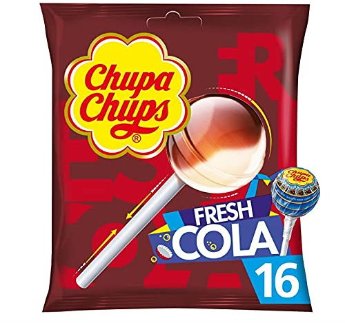 Chupa Chups - Sucettes au Fresh Cola, goût rafraîchissant en sachet de 192g - Idéal pour les fans de bonbons ! - Le Lot De 4