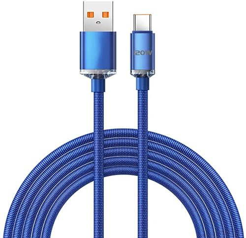 YSJJZRL Cavo USB tipo C intrecciato 120W 6A Cavo dati caricabatterie super veloce per Samsung S20 S22 S23 + A50 A51 ecc. (1,5 m,Blu)