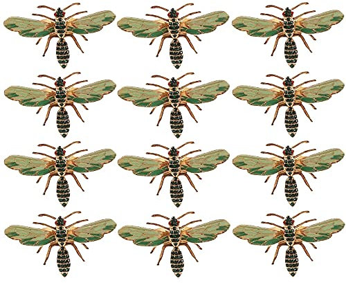 Staccatory 12 StüCke Libelle Servietten Schnalle Servietten Ring Legierung GrüN Insekt Libelle Tropfen Schnalle Papier TüCher Servietten Halter