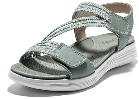 JOMIX Sandali Donna Comodi Estivi con Strappo Plantare Ortopedico Morbido Chiusura Regolabile Scarpe Anziani Ergonomico Leggeri Traspiranti da Passeggio Camminata SD9293 Verde 41